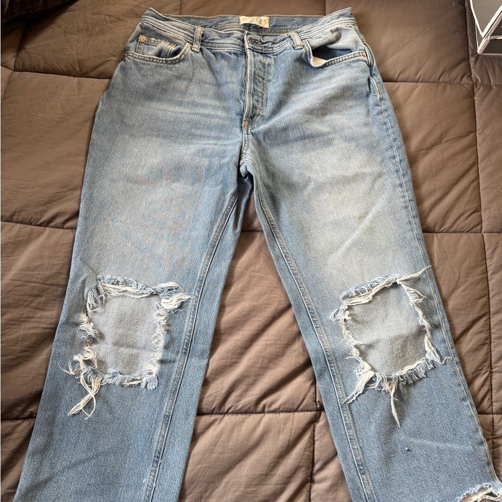 Free People Light Blue Distressed Denim Jeans